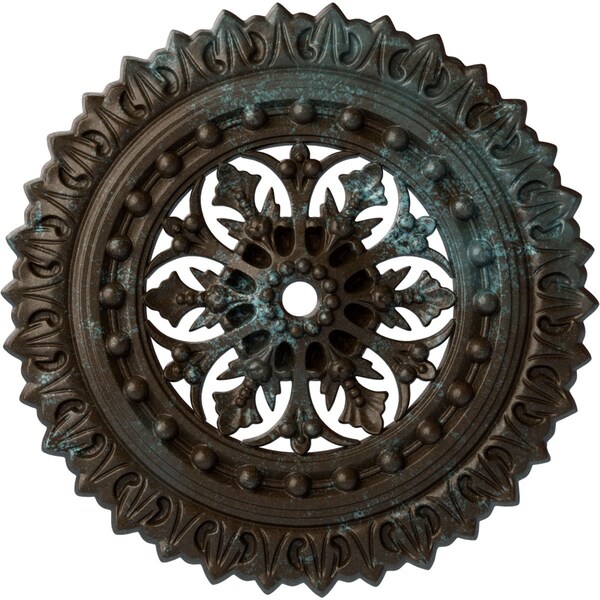 Ekena Millwork Sellek Ceiling Medallion (Canopies up to 1 1/8"), 18 1/2"OD x 7/8"ID x 1 1/2"P, Bronze Blue Patina CM18SKBBS - main